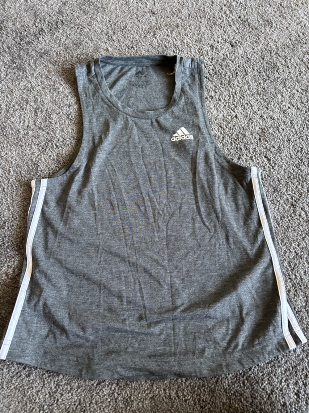 adidas Charcoal Tank Top with White Trim